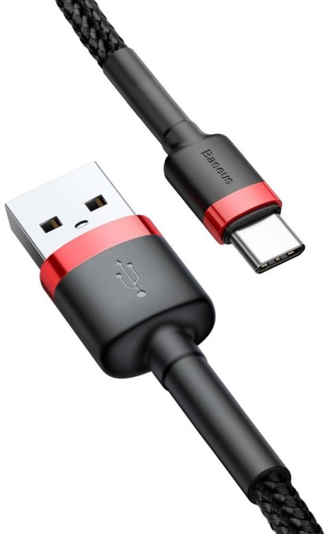 KABEL USB-A / USB-C Baseus Cafule CATKLF-C91 200cm 2A QC 3.0 CZARNO-CZERWONY W OPLOCIE BASEUS