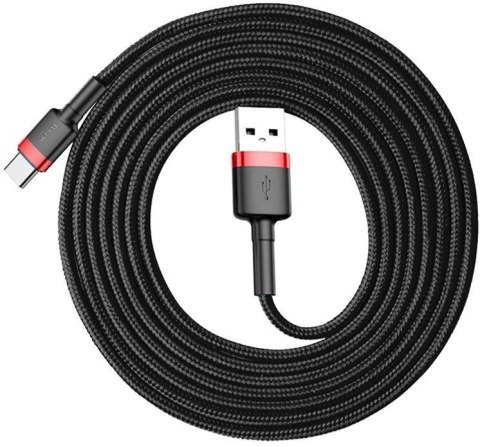 KABEL USB-A / USB-C Baseus Cafule CATKLF-C91 200cm 2A QC 3.0 CZARNO-CZERWONY W OPLOCIE BASEUS