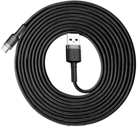 KABEL USB-A / USB-C Baseus Cafule CATKLF-UG1 300cm 2A QC 3.0 CZARNO-SZARY W NYLONOWYM OPLOCIE BASEUS