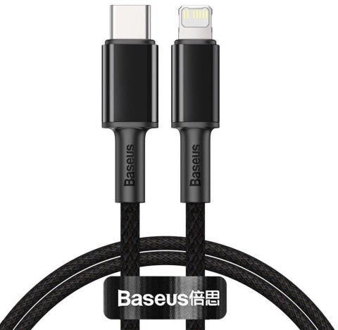 KABEL USB-C / Lightning iPhone Baseus Cafule CATLGD-01 1m 20W PD Quick Charging CZARNY W OPLOCIE BASEUS