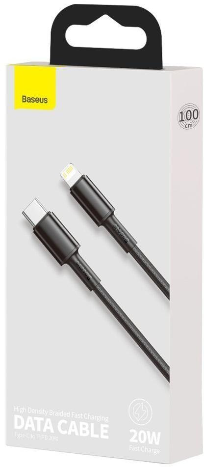 KABEL USB-C / Lightning iPhone Baseus Cafule CATLGD-01 1m 20W PD Quick Charging CZARNY W OPLOCIE BASEUS
