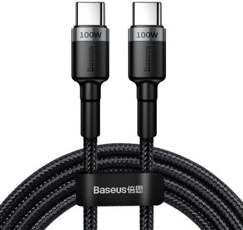 KABEL USB-C / USB-C Baseus Cafule CATKLF-ALG1 200cm 100W 5A PD 2.0 QC 3.0 CZARNO-SZARY W OPLOCIE BASEUS