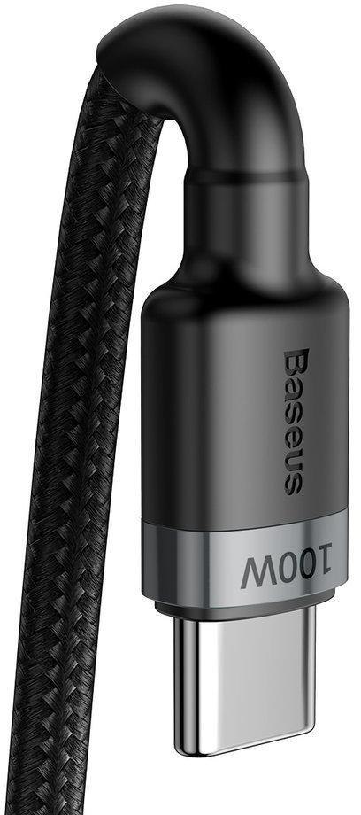 KABEL USB-C / USB-C Baseus Cafule CATKLF-ALG1 200cm 100W 5A PD 2.0 QC 3.0 CZARNO-SZARY W OPLOCIE BASEUS