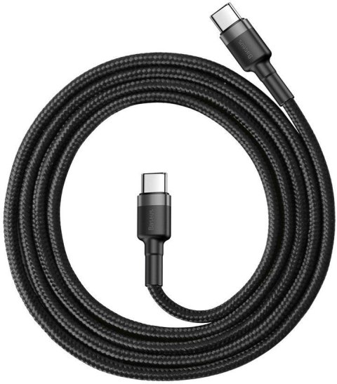KABEL USB-C / USB-C Baseus Cafule CATKLF-GG1 100cm 60W 3A PD 2.0 QC 3.0 CZARNO-SZARY W OPLOCIE BASEUS