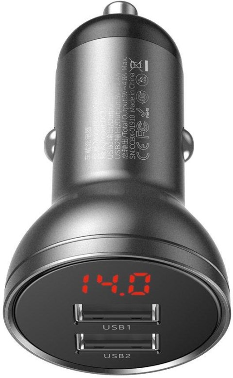 ŁADOWARKA SAMOCHODOWA Baseus Digital Display CCBX-0G 24W 4.8A 2x USB-A CZARNA BASEUS