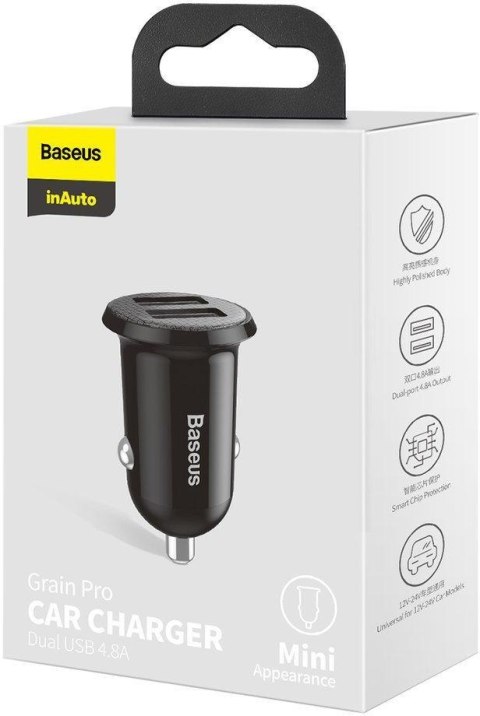 ŁADOWARKA SAMOCHODOWA Baseus Grain Pro CCALLP-01 24W 4.8A 2x USB-A BASEUS