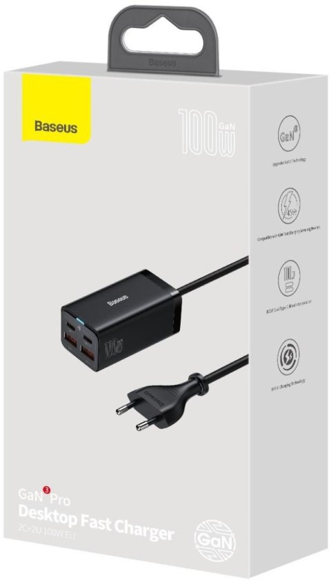 ŁADOWARKA SIECIOWA Baseus GaN 3 Pro Desktop Fast Charger CCGP000101 100W 2x USB-A 2x USB-C PD 3.0 QC 4.0+ BASEUS