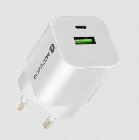 ŁADOWARKA SIECIOWA everActive GaN SC-390Q 30W 1xUSB-C 1xUSB-A PD PPS EVERACTIVE