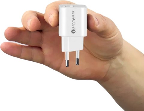 ŁADOWARKA SIECIOWA everActive GaN SC-390Q 30W 1xUSB-C 1xUSB-A PD PPS EVERACTIVE