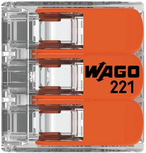 Szybkozłączka uniwersalna LINKA/DRUT 3x 0,2-4mm2 WAGO 221-413 (Paczka 50szt.) WAGO