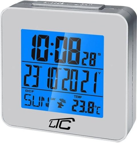 Budzik z termometrem LTC, sterowany radiowo, srebrny LXSTP04S LTC