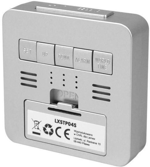 Budzik z termometrem LTC, sterowany radiowo, srebrny LXSTP04S LTC