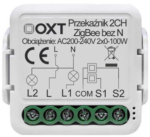 Moduł OXT mini przekaźnik 2 obw. bez N ZigBee TUYA OXT