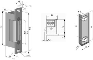 Elektrozaczep symetr., z pamięcia i blokadą SCOT ES-S12AC/DC-MB PROFI SCOT
