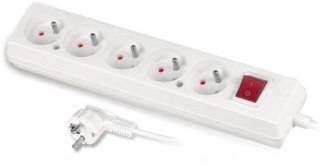 Przedłużacz z pięciokrotnym gniazdem z wyłącznikiem 3x2p+Z 10A 5m biały JONEX