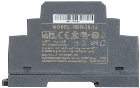 ZASILACZ IMPULSOWY NA SZYNĘ DIN MEAN WELL HDR-30-12 12V/30W/2A MEAN WELL