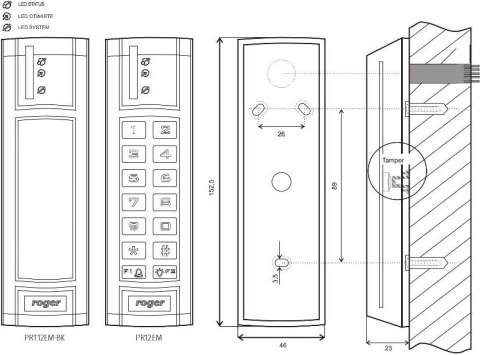 Czytnik zbliżeniowy ROGER PRT12EM-BK ROGER