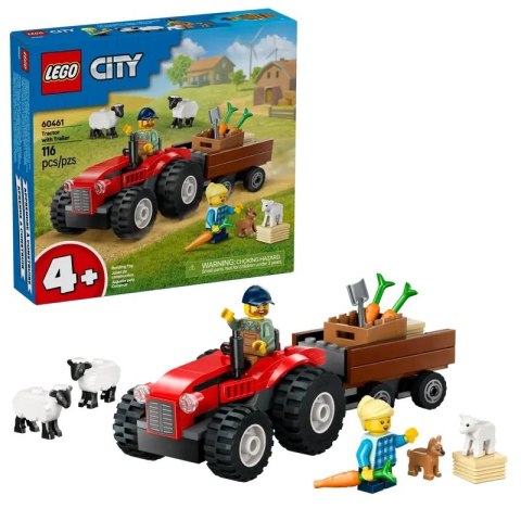 CITY CZERWONY TRAKTOR Z PRZYCZ LEGO