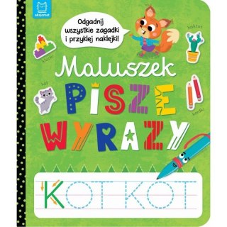 Maluszek pisze wyrazy AKSJOMAT AKSJOMAT