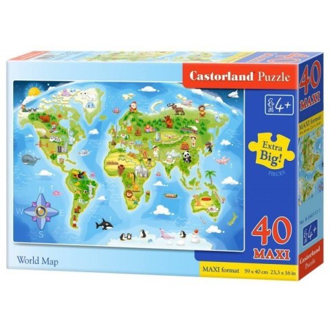 Puzzle 40 el.maxi world map CASTOR CASTOR